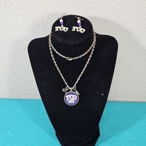 NCAA TCU Womens Necklace/Earrings Medium Length
